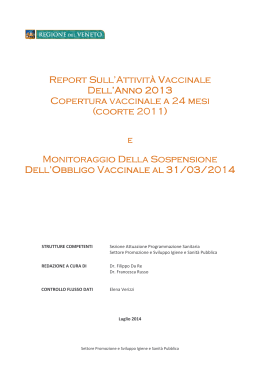 Report sull`attività vaccinale dell`anno 2013