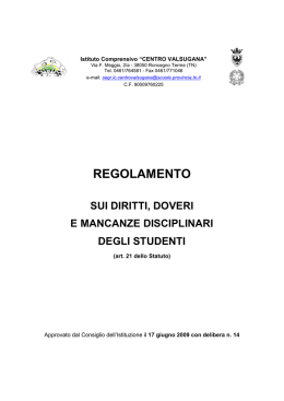 regolamento disciplina - Istituto Comprensivo "Centro Valsugana"