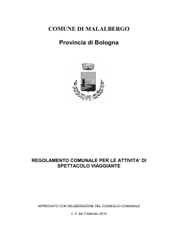 Regolameno 2009-1 - Comune di Malalbergo