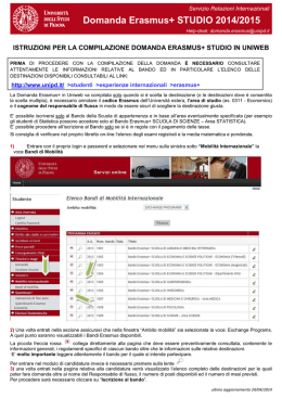 Istruzioni per la compilazione della domanda Erasmus+ in Uniweb