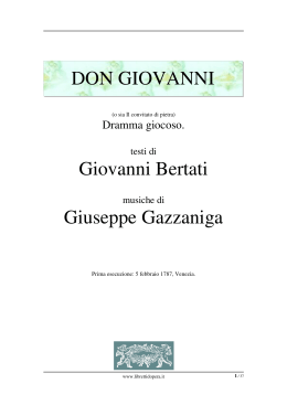 Don Giovanni - Libretti d`opera italiani