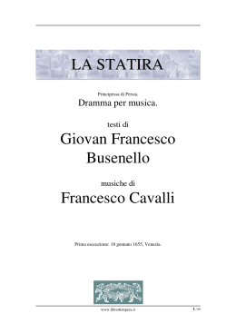 La Statira - Libretti d`opera italiani