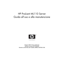 HP ProLiant ML110 Server Guida all`uso e alla manutenzione