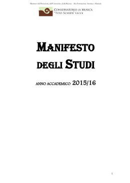 Manifesto degli Studi. - Conservatorio Tito Schipa