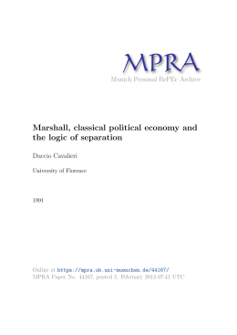 Marshall, classical political economy and the logic of separation
