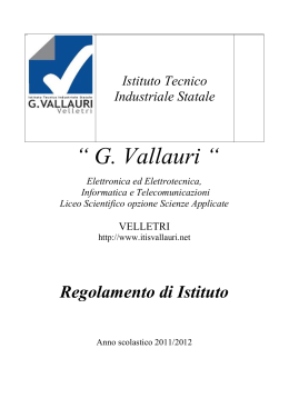 Regolamento di Istituto - Portale ITIS G. Vallauri Velletri