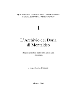 L`Archivio dei Doria di Montaldeo - Facoltà di Economia