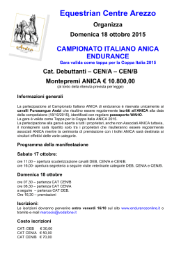endurance campionato italiano anica programma e regolamento
