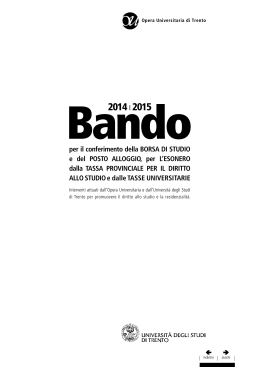 Bando Opera 2014/2015 - Università degli Studi di Trento