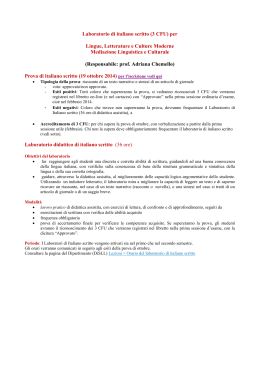 Laboratorio di italiano scritto (3 CFU) per Lingue, Letterature e