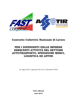 testo di lavoro CCNL T I ASSOTIR – FAST-CONFSAL 2014-2016