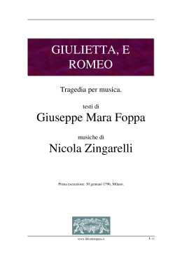 Giulietta, e Romeo - Libretti d`opera italiani
