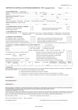 Rapporti di controllo impianti - DM 2014-02-10