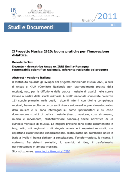 Studi e Documenti - Ufficio Scolastico Regionale per l`Emilia