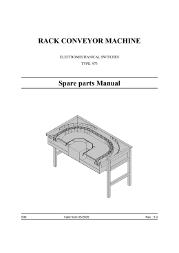 RACK CONVEYOR MACHINE Spare parts Manual