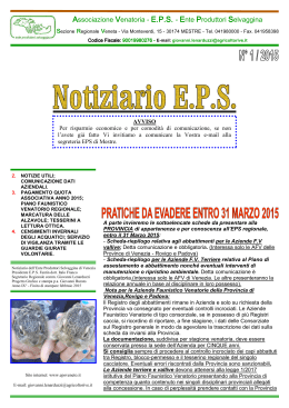 Notiziario n. 1 2015 - Ente Produttori Selvaggina