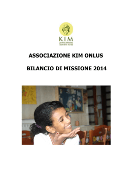 ASSOCIAZIONE KIM ONLUS BILANCIO DI MISSIONE 2014