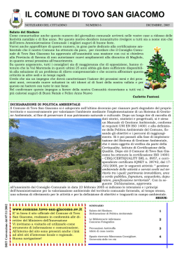 DICEMBRE 2005 - Sito ufficiale del Comune di Tovo San Giacomo