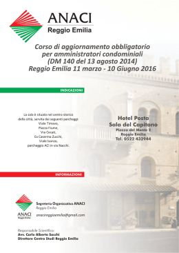 Reggio Emilia 11 marzo - 10 Giug