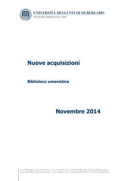 Nuove acquisizioni Novembre 2014 - Servizi bibliotecari