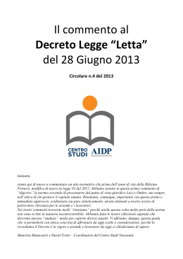 Commento al Decreto Legge Letta