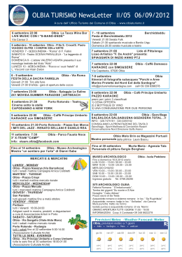 Newsletter Ufficio Turismo Olbia n. II/05 del 06/09/2012