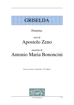 GRISELDA Apostolo Zeno Antonio Maria Bononcini