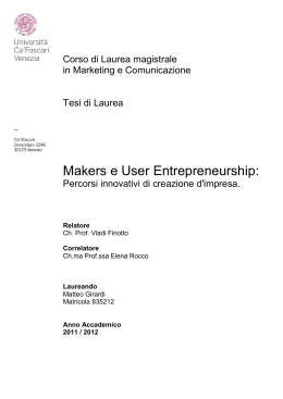Makers e User entrepreneurship: percorsi innovativi