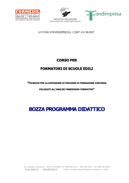 Corso per Formatori di Scuole Edili dell`Italia Meridionale