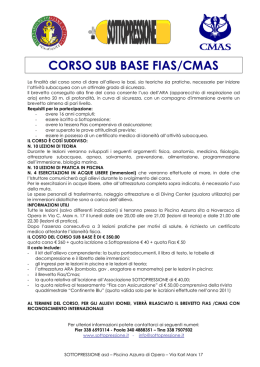 Informazioni sul CORSO SUB FIAS che inizia il 26 marzo 2012