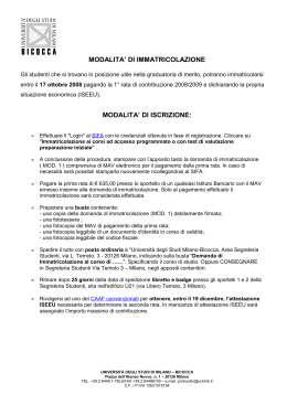 modalita` di iscrizione - University of Milano