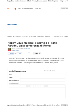 Happy Days musical: il servizio di Ilaria Faraoni, dalla conferenza di