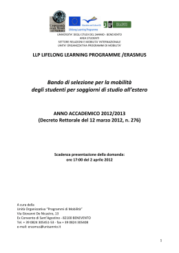 LLP LIFELONG LEARNING PROGRAMME /ERASMUS Bando di