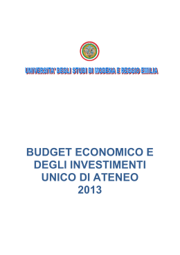 budget economico e degli investimenti unico di ateneo 2013