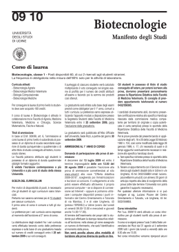 Manifesto degli studi interfacoltà biotecnologie a.a. 2009/10
