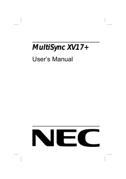 MultiSync XV17+ User`s Manual