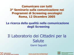 La ricerca della qualit&agrave; nella comunicazione degli screening