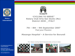 &ldquo;CYCLING TO SERVE&rdquo; Rotary Club Orta San Giulio (No)