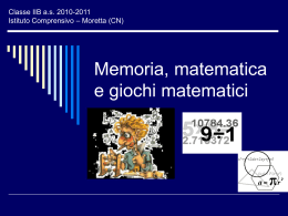 Memoria, matematica e giochi matematici
