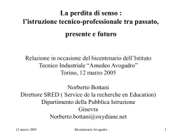 Tabelle per pr&eacute;sentazione Avogadro, Torino