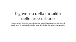 Il governo della mobilit&agrave; delle aree urbane