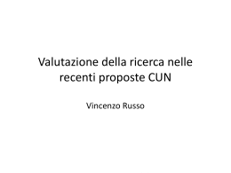 V. Russo - "Valutazione della ricerca nelle recenti proposte CUN"