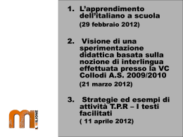 L`APPRENDIMENTO DELL`ITALIANO A SCUOLA
