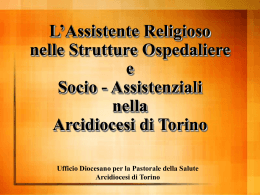 L`Assistente Religioso nelle Strutture Ospedaliere e Socio