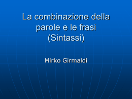 testa della frase - Dipartimento di Filologia, Linguistica e Letteratura