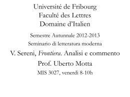 Université de Fribourg Faculté des Lettres Domaine d*Italien