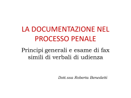 LA DOCUMENTAZIONE NEL PROCESSO PENALE