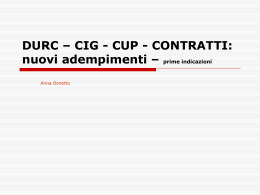 slides sulla gestione dei nuovi adempimenti DURC- CIG