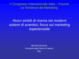 Marketing esperienziale - Universit&agrave; degli Studi di Cassino