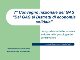 Il consumo responsabile - Gruppi di Acquisto Solidale